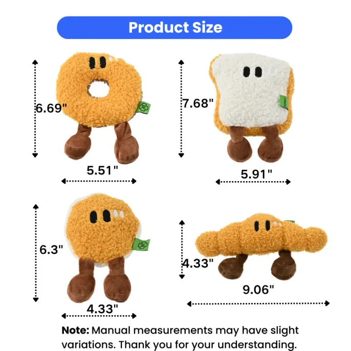 Squeaky Plush Dog Toy Breakfast Bread Series_7