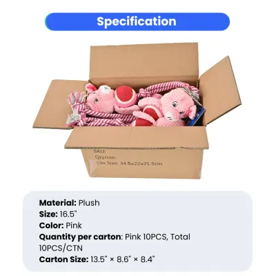 Pig Shape Cotton Rope Dog Chew Toy with Tennis Ball_8