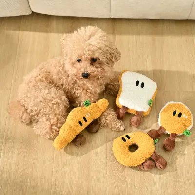 Squeaky Plush Dog Toy Breakfast Bread Series_6