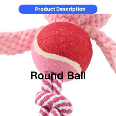 Pig Shape Cotton Rope Dog Chew Toy with Tennis Ball_3