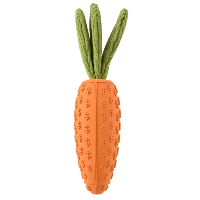 Interactive Teeth-Cleaning Carrot Rubber Squeaky Dog Toy_2
