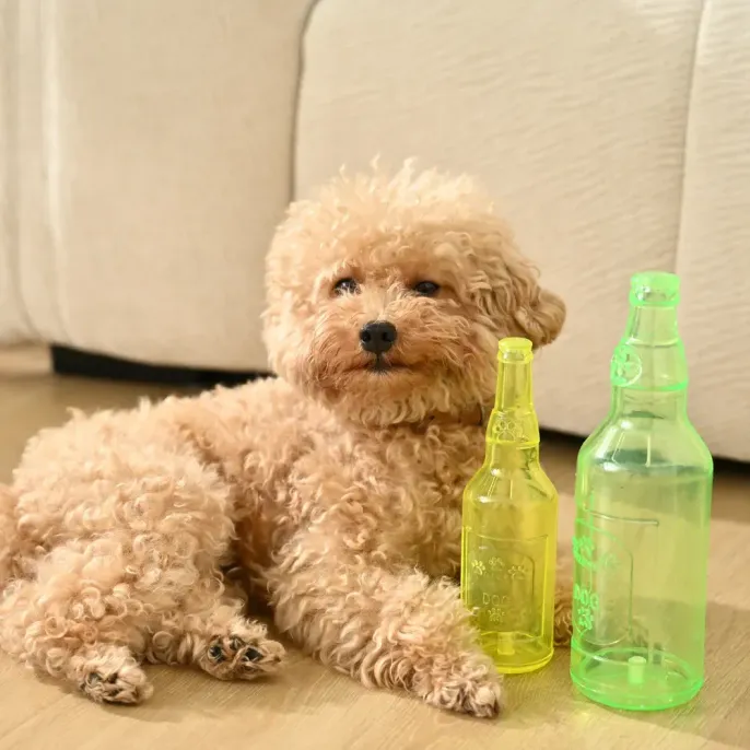 Pet Interactive Squeaky Rubber Chew Teething Bottle Toy_6 Pet Interactive Squeaky Rubber Chew Teething Bottle Toy_6