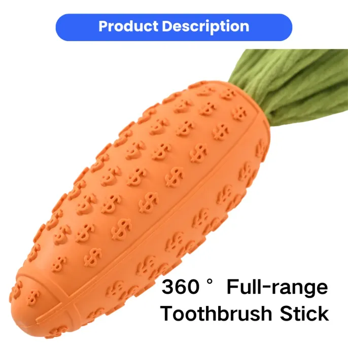 Interactive Teeth-Cleaning Carrot Rubber Squeaky Dog Toy_3 Interactive Teeth-Cleaning Carrot Rubber Squeaky Dog Toy_3