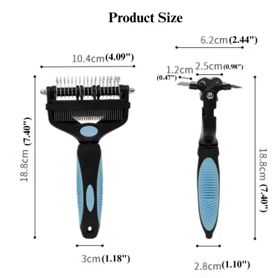 Pet Grooming Comb Three in One Detangling and Dematting Tool