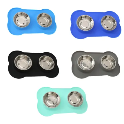 Stainless Steel Double Pet Bowl 