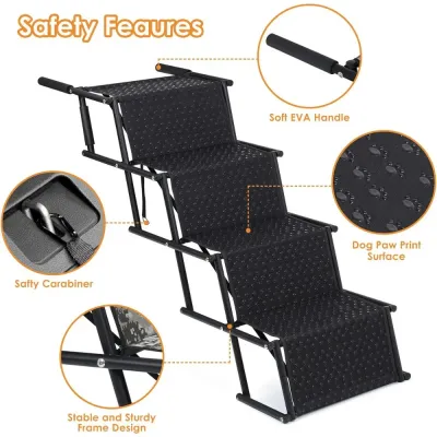 large dog climbing ladder
