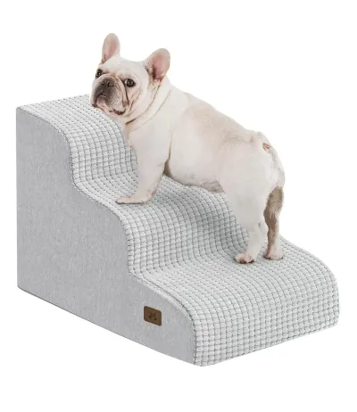 wholesale  Grey Dog Stairs for Small Dogs, Dog Steps for Bed 35D Strong Support Foam Stairs, 4 PcsCarton