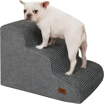 wholesale Foam Pet Stairs with Non-Slip  Fluffy Surface & Washable Cover, 4 