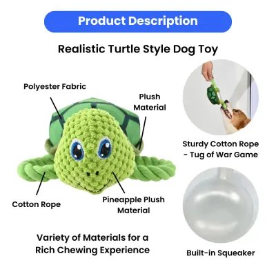 Green Turtle Style Tug-of-War Dog Toy with Squeaker7 Green Turtle Style Tug-of-War Dog Toy with Squeaker7