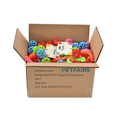 3-Piece Set Colorful TPR Cat Ball Toy with a Plush Tail4 3-Piece Set Colorful TPR Cat Ball Toy with a Plush Tail4