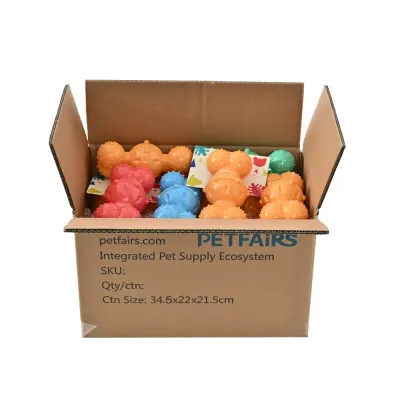 Four-Color Mixed Set Teeth Cleaning Bone Style TPR Dog Toy2