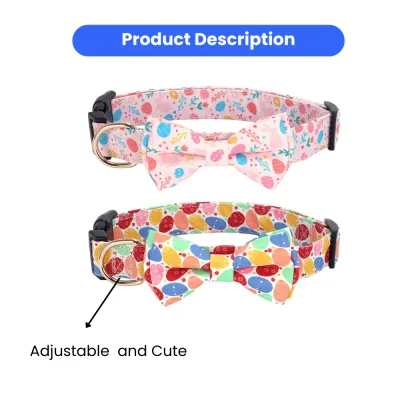 wholesale Love Heart Egg Four-Leaf Clover Printed Bowknot Pet Collar wholesale Love Heart Egg Four-Leaf Clover Printed Bowknot Pet Collar