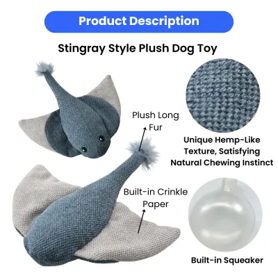 Summer Marine Life Series Stingray Style Squeaky Plush Dog Toy6 Summer Marine Life Series Stingray Style Squeaky Plush Dog Toy6