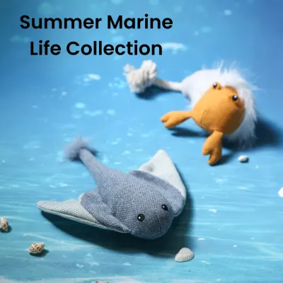 Summer Marine Life Series Lobster Style Squeaky Plush Dog Toy4