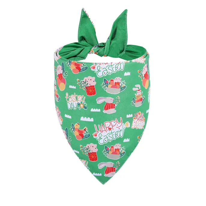 Easter Bunny and Egg  Dog Bandana Pet Bib Cute Soft Festive Pet Scarf 