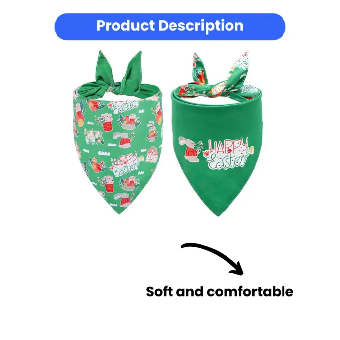 Easter Bunny and Egg Dog Bandana  Pet Bib Cute Soft Festive Pet Scarf 
