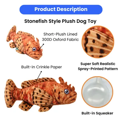 Realistic Stonefish Style Durable Squeaky Plush Dog Toy5