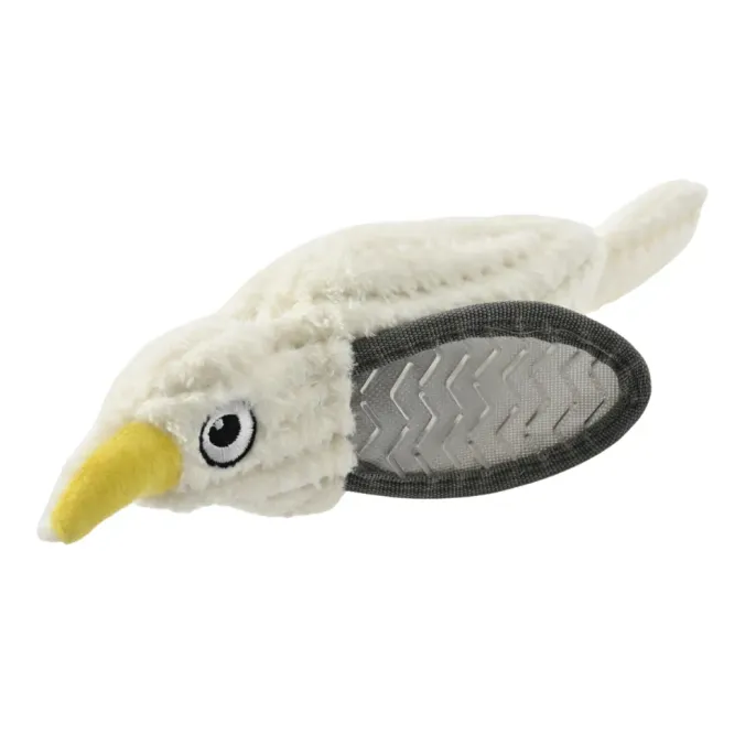 White Raptor Style Squeaky Plush Dog Toy with Oxford Cloth Wing1