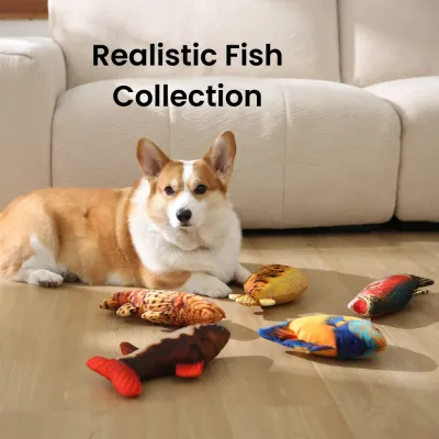 Realistic Rainbow Trout Style Durable Squeaky Plush Dog Toy3 Realistic Rainbow Trout Style Durable Squeaky Plush Dog Toy3