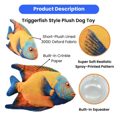 Realistic Triggerfish Style Durable Squeaky Plush Dog Toy5 Realistic Triggerfish Style Durable Squeaky Plush Dog Toy5