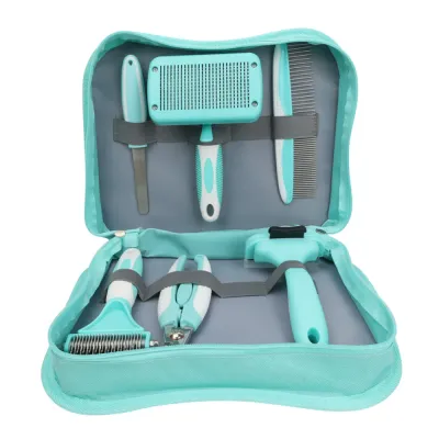 Dematting Tool Slicker Brush Nail File 6pcs Pet Blue Grooming Kit (3) Dematting Tool Slicker Brush Nail File 6pcs Pet Blue Grooming Kit (3)