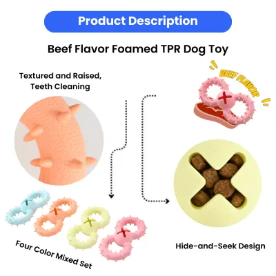 4-Color Mixed Beef Flavor Foamed TPR Dog Chewing and Treating Toy