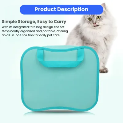 Dematting Tool Slicker Brush Nail File 6pcs Pet Blue Grooming Kit (4) Dematting Tool Slicker Brush Nail File 6pcs Pet Blue Grooming Kit (4)