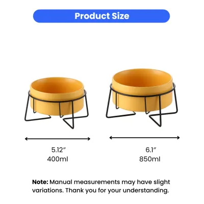 Elevated Yellow Ceramic Pet Bowl with Iron Stand Neck Protect & Anti-Vomiting Elevated Yellow Ceramic Pet Bowl with Iron Stand Neck Protect & Anti-Vomiting