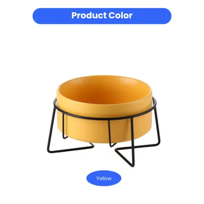 Elevated Yellow Ceramic Pet Bowl with Iron Stand Neck Protect & Anti-Vomiting Elevated Yellow Ceramic Pet Bowl with Iron Stand Neck Protect & Anti-Vomiting