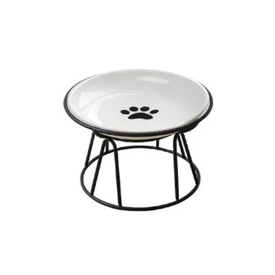 Elevated Ceramic Cat Bow ls Anti-Acne Food and Water Bowls with Black Stand Elevated Ceramic Cat Bow ls Anti-Acne Food and Water Bowls with Black Stand
