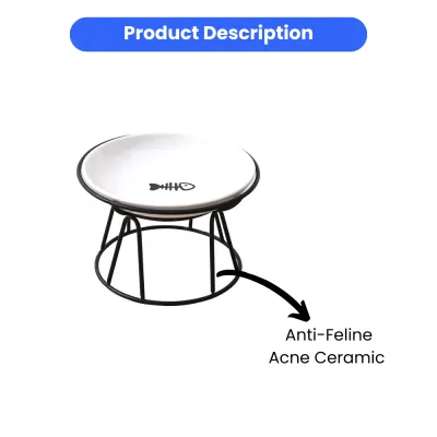Elevated Ceramic Cat Bowls Anti-Acne Food and Water Bowls with Black Stand Elevated Ceramic Cat Bowls Anti-Acne Food and Water Bowls with Black Stand