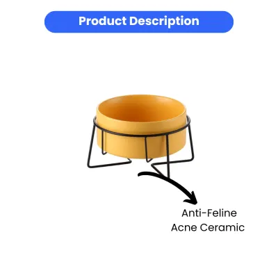 Elevated Yellow Ceramic Pet Bowl with Iron Stand Neck Protect Anti-Vomiting Elevated Yellow Ceramic Pet Bowl with Iron Stand Neck Protect Anti-Vomiting
