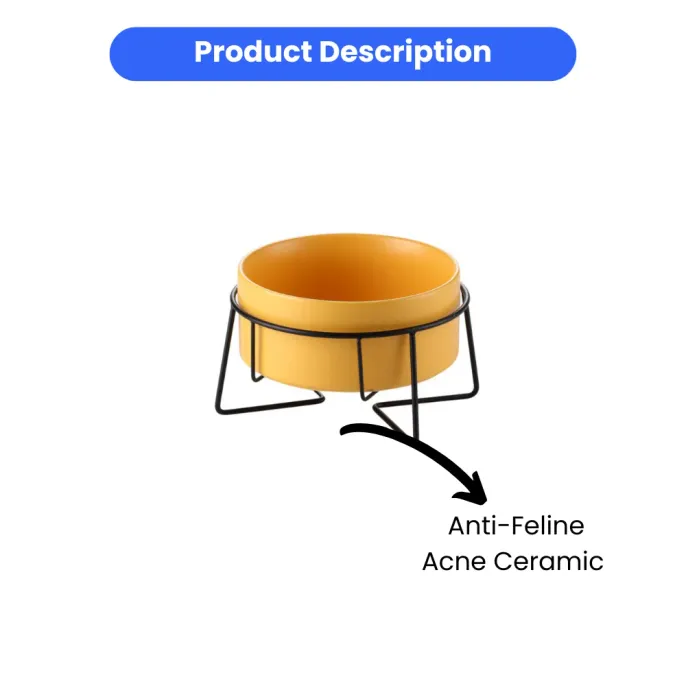 Elevated Yellow Ceramic Pet Bowl with Iron Stand Neck Protect Anti-Vomiting Elevated Yellow Ceramic Pet Bowl with Iron Stand Neck Protect Anti-Vomiting