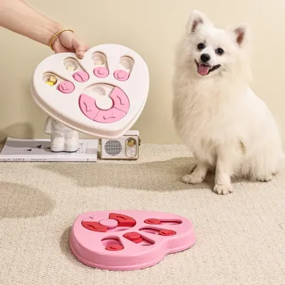 Heart-Shaped Dog Puzzle Slow Feeder  Cute Anti-Gulping Pet Food Bowl        