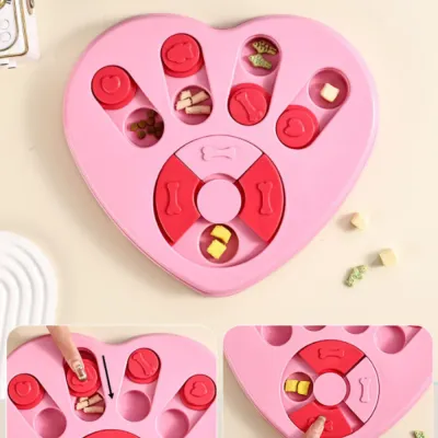 Heart-Shaped Dog Puzzle  Slow Feeder  Cute   Anti-Gulping Pet Food Bowl