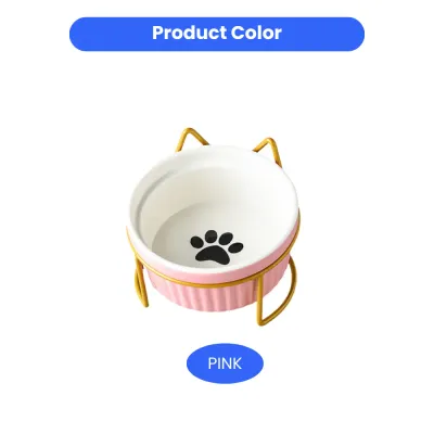 Elevated Ceramic Cat Bowls Anti-Acne Food  and Water Bowls with Black Stand
