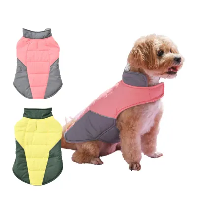 Color-Block Reflective Padded Dog Coat with Fleece Lining1 Color-Block Reflective Padded Dog Coat with Fleece Lining1