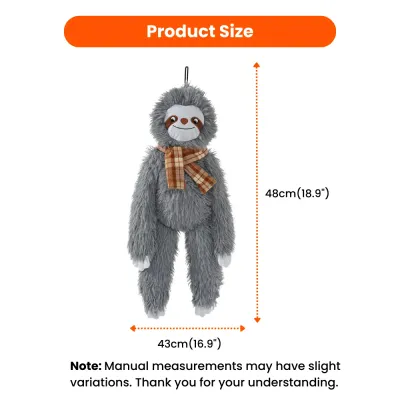 Cute Grey Sloth Style Hangable Squeaky Crinkly Dog Companion Toy7