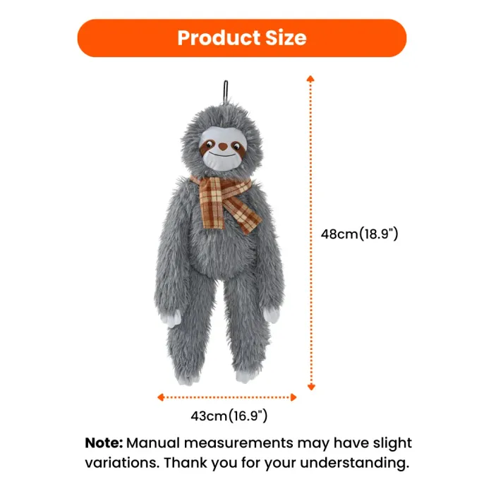 Cute Grey Sloth Style Hangable Squeaky Crinkly Dog Companion Toy7 Cute Grey Sloth Style Hangable Squeaky Crinkly Dog Companion Toy7