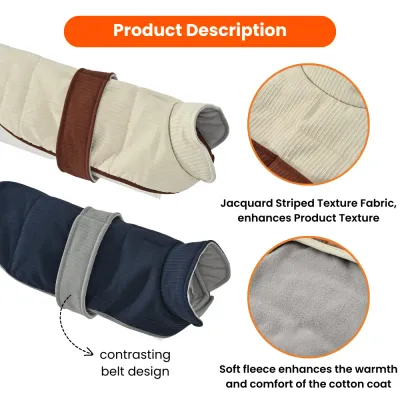 Contrasting Belt Design Jacquard Striped Texture Dog Coat8