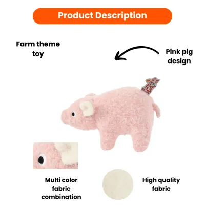 Farm Collection Realistic Pink Pig Style Felt Dog Toy3