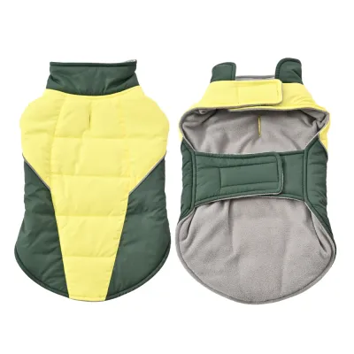 Color-Block Reflective Padded Dog Coat with Fleece Lining3 Color-Block Reflective Padded Dog Coat with Fleece Lining3