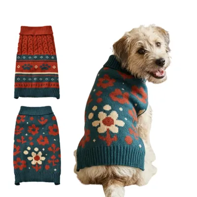 Dual Hook and Loop Straps Warm Wool-textured Fabric Dog Sweater1