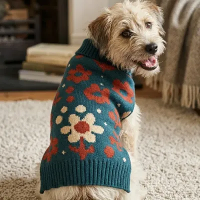 Dual Hook and Loop Straps Warm Wool-textured Fabric Dog Sweater5
