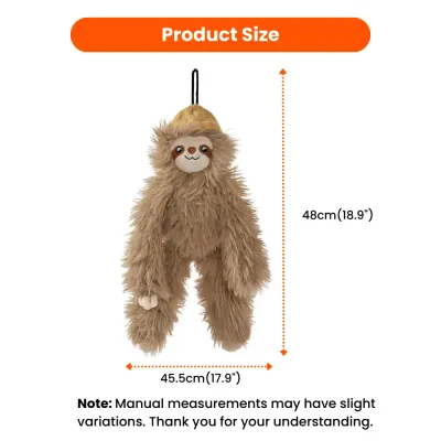 Cute Khaki Sloth Style Hangable Squeaky Crinkly Dog Companion Toy6