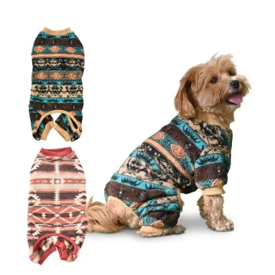 Ethnic Pattern Design Fleece Dog Pajamas with Knitted Cuffs1 Ethnic Pattern Design Fleece Dog Pajamas with Knitted Cuffs1