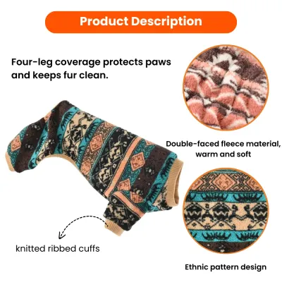 Ethnic Pattern Design Fleece Dog Pajamas with Knitted Cuffs7 Ethnic Pattern Design Fleece Dog Pajamas with Knitted Cuffs7