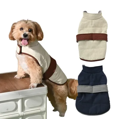 Contrasting Belt Design Jacquard Striped Texture Dog Coat1