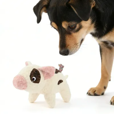 Farm Collection Realistic White Pig Style Felt Pet Toy6 Farm Collection Realistic White Pig Style Felt Pet Toy6