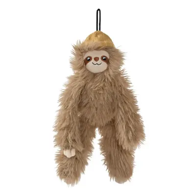 Cute Khaki Sloth Style Hangable Squeaky Crinkly Dog Companion Toy